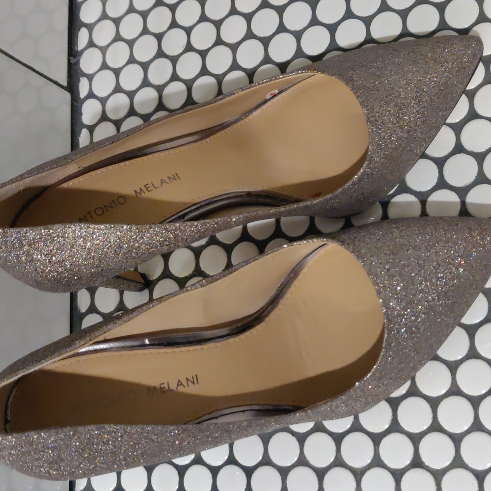 Antonio Melani 9.5 Pink and Gold Glittered Heels